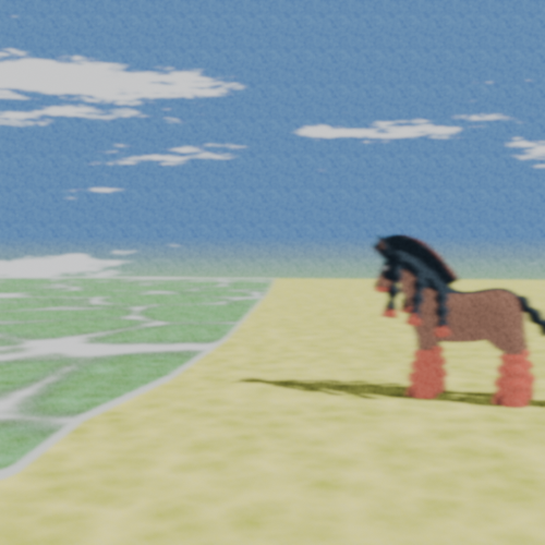 an image of the pokemon Mudsdale on a beach looking towards the ocean